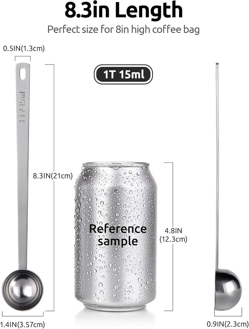 UTaste Coffee Scoop 1 Tablespoon: 18/8 Stainless Steel Measuring Scooper for Ground Coffee, Bean, Powder, Espresso, 6.9in Long Handle Metal Meaure Spoon for Canister, Jar (1Tbsp/15ml, Silver) - Image 2